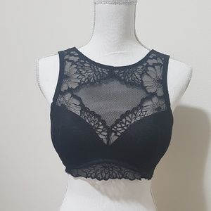 PINK black lace bralette